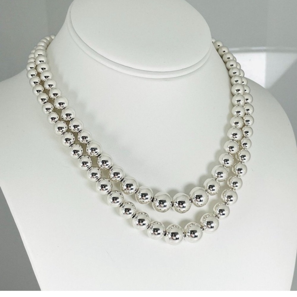 Tiffany & Co Double Strand Graduated Bead Ball HardWear Necklace in Silver